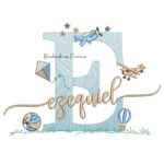 Matriz de Bordado Nome Ezequiel com Brinquedos