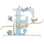 Matriz de Bordado Nome Fábio com Brinquedos