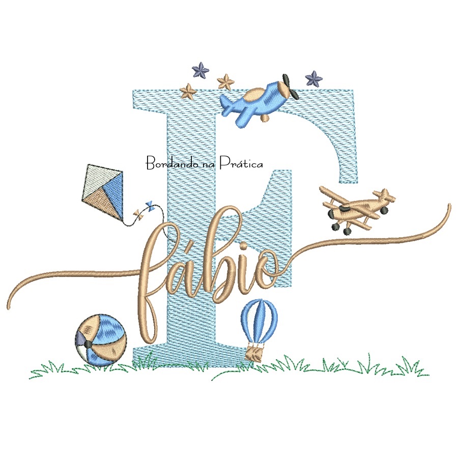 Matriz de Bordado Nome Fábio com Brinquedos Matriz de Bordado Nome Fábio com Brinquedos