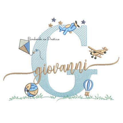Matriz de Bordado Nome Giovanni com Brinquedos