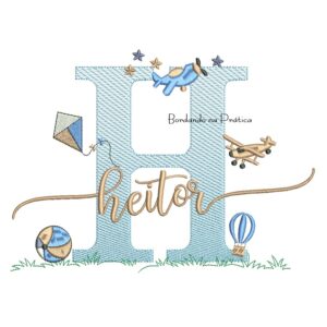 Matriz de Bordado Nome Heitor com Brinquedos