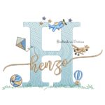 Matriz de Bordado Nome Henzo com Brinquedos