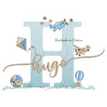 Matriz de Bordado Nome Hugo com Brinquedos