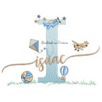 Matriz de Bordado Nome Isaac com Brinquedos