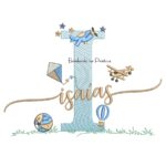 Matriz de Bordado Nome Isaías com Brinquedos