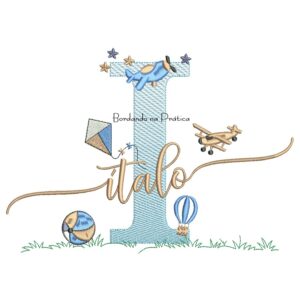 Matriz de Bordado Nome Ítalo com Brinquedos