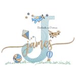 Matriz de Bordado Nome James com Brinquedos