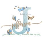 Matriz de Bordado Nome Jefferson com Brinquedos