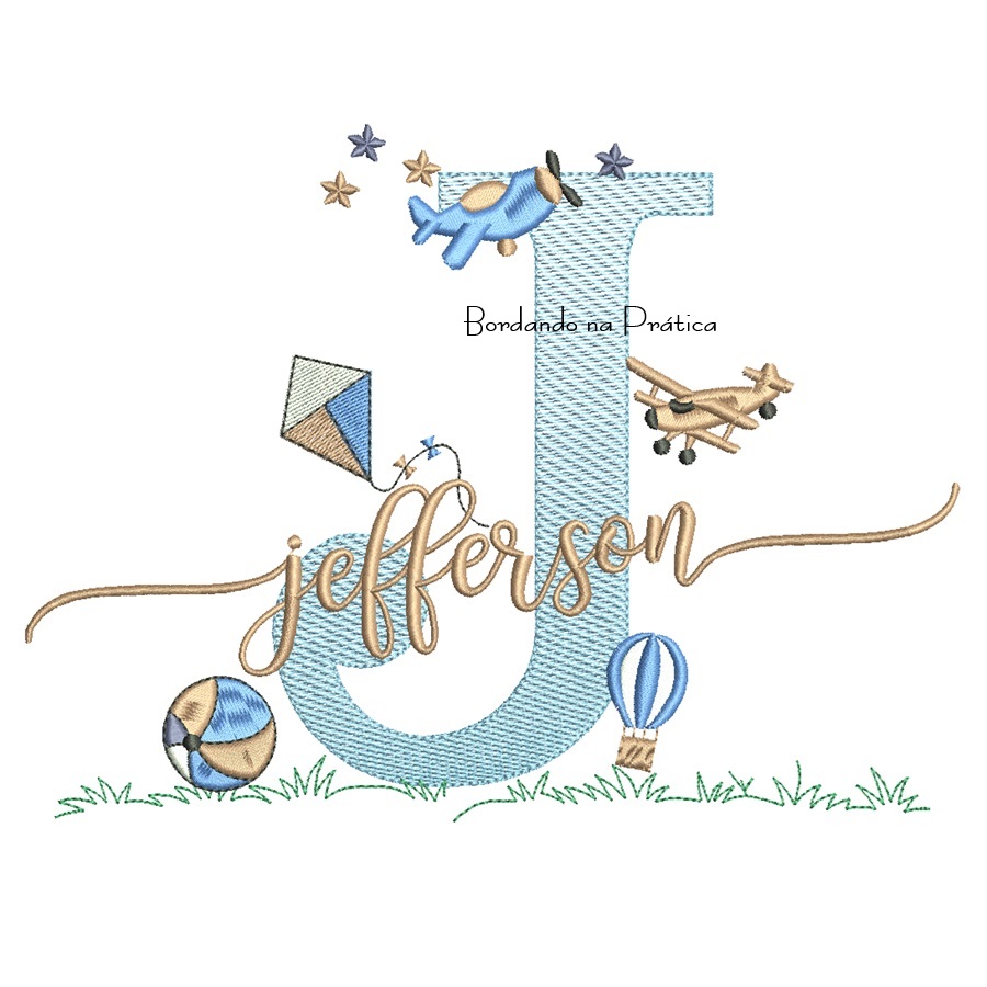 Matriz de Bordado Nome Jefferson com Brinquedos Matriz de Bordado Nome Jefferson com Brinquedos
