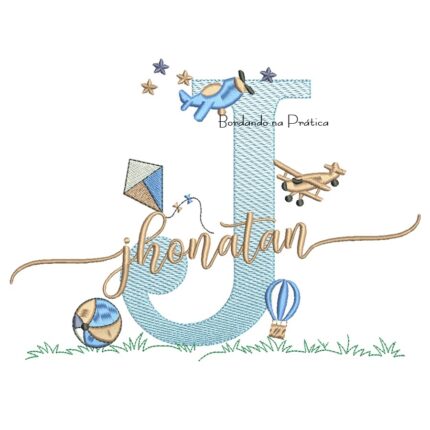 Matriz de Bordado Nome Jhonatan com Brinquedos
