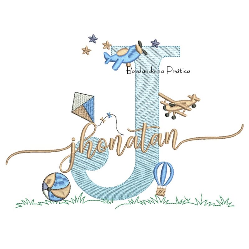 Matriz de Bordado Nome Jhonatan com Brinquedos