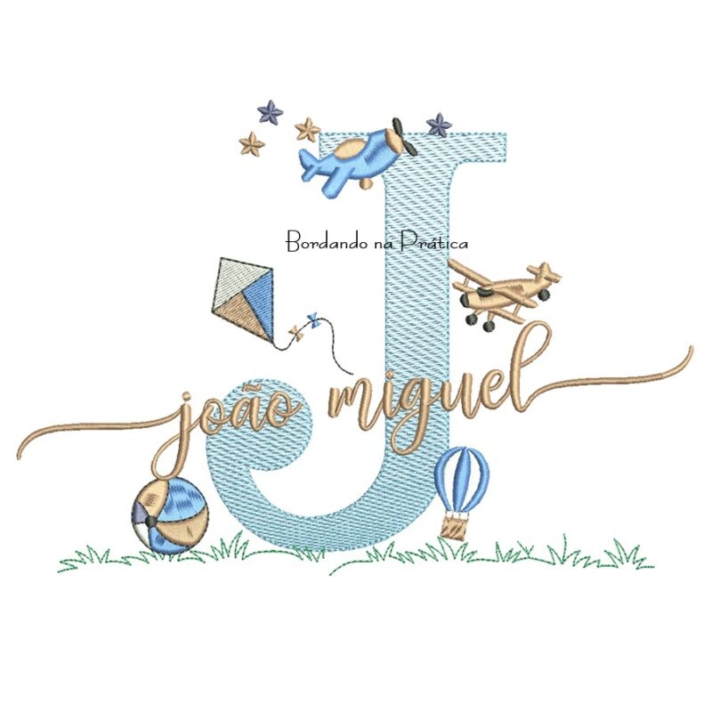 Matriz de Bordado Nome João Miguel com Brinquedos