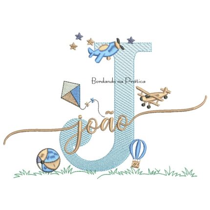 Matriz de Bordado Nome João com Brinquedos