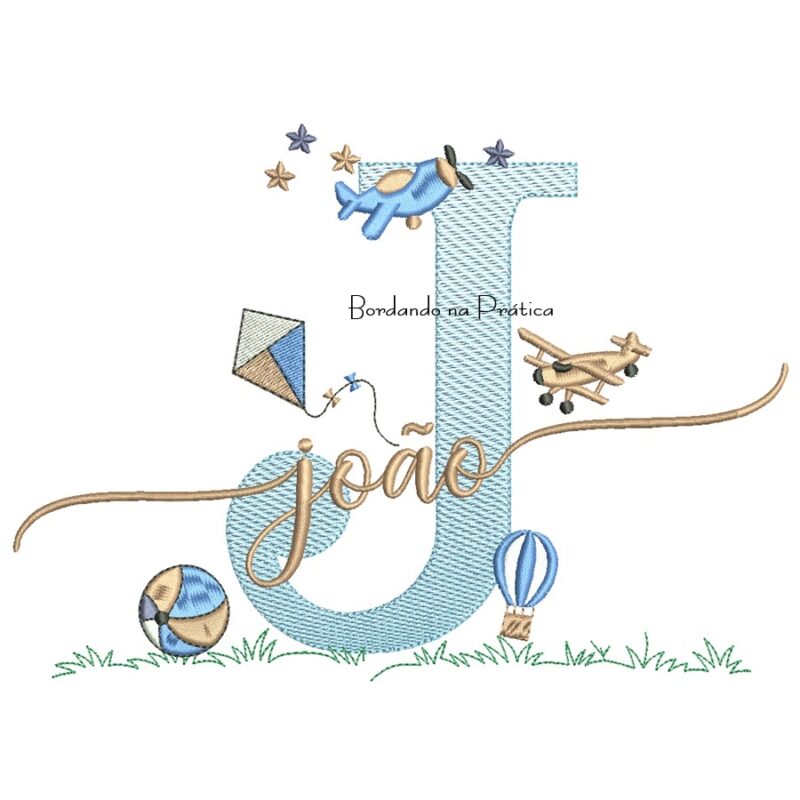 Matriz de Bordado Nome João com Brinquedos