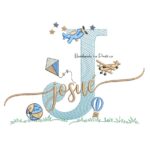 Matriz de Bordado Nome Josué com Brinquedos