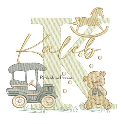 Matriz de Bordado Nome Kaleb Brinquedos de Infância
