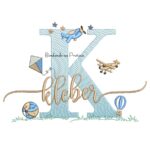 Matriz de Bordado Nome Kleber com Brinquedos