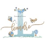 Matriz de Bordado Nome Leandro com Brinquedos