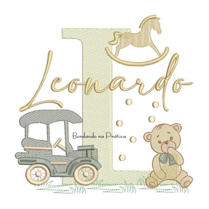 Matriz de Bordado Nome Leonardo Brinquedos de Infância