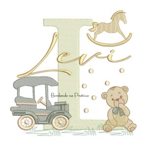 Matriz de Bordado Nome Levi Brinquedos de Infância