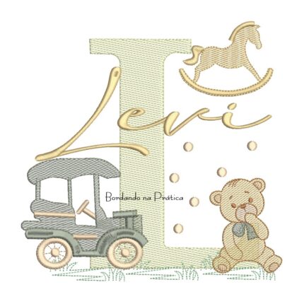 Matriz de Bordado Nome Levi Brinquedos de Infância