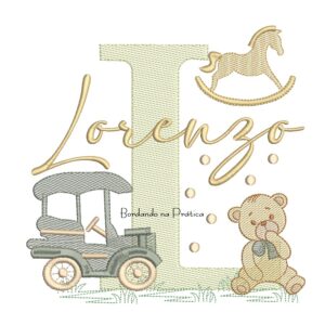 Matriz de Bordado Nome Lorenzo Brinquedos de Infância