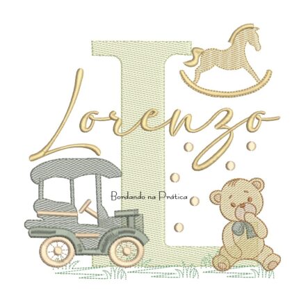 Matriz de Bordado Nome Lorenzo Brinquedos de Infância