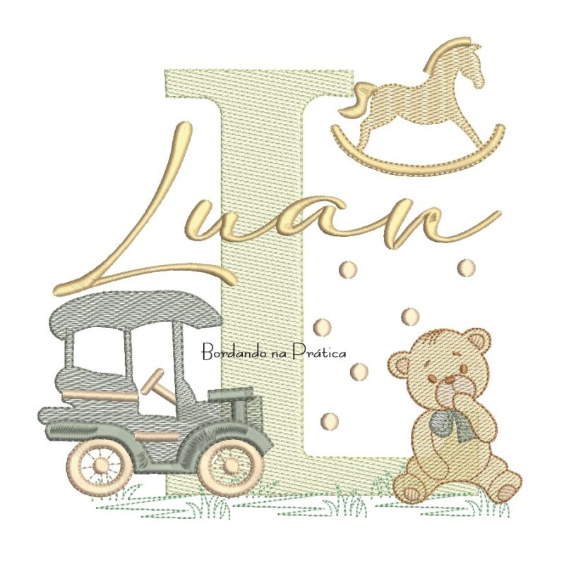 Matriz de Bordado Nome Luan Brinquedos de Infância