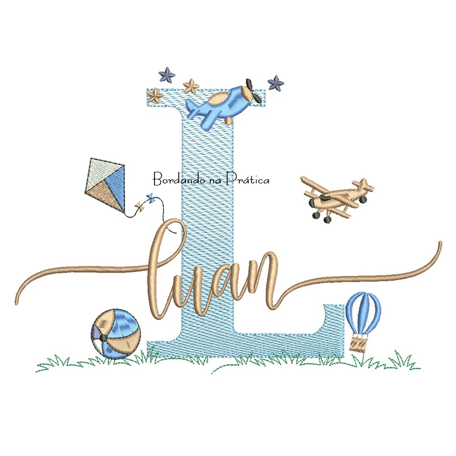 Matriz de Bordado Nome Luan com Brinquedos Matriz de Bordado Nome Luan com Brinquedos