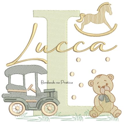 Matriz de Bordado Nome Lucca Brinquedos de Infância