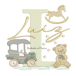 Matriz de Bordado Nome Luíz Brinquedos de Infância