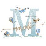 Matriz de Bordado Nome Marcelo com Brinquedos