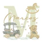 Matriz de Bordado Nome Marcos Brinquedos de Infância