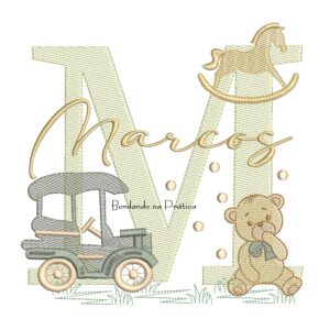 Matriz de Bordado Nome Marcos Brinquedos de Infância