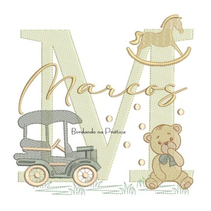 Matriz de Bordado Nome Marcos Brinquedos de Infância