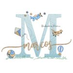 Matriz de Bordado Nome Marcos com Brinquedos