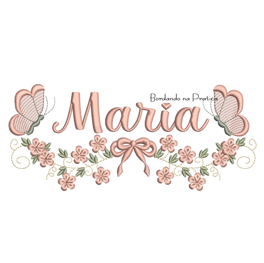 Matriz de Bordado - Nome Maria com Raminho Matriz de Bordado - Nome Maria com Raminho