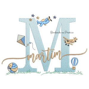 Matriz de Bordado Nome Martim com Brinquedos