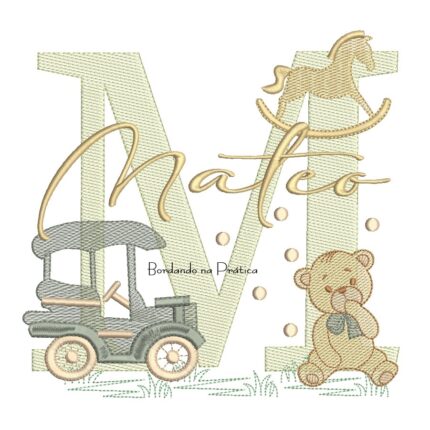 Matriz de Bordado Nome Mateo Brinquedos de Infância