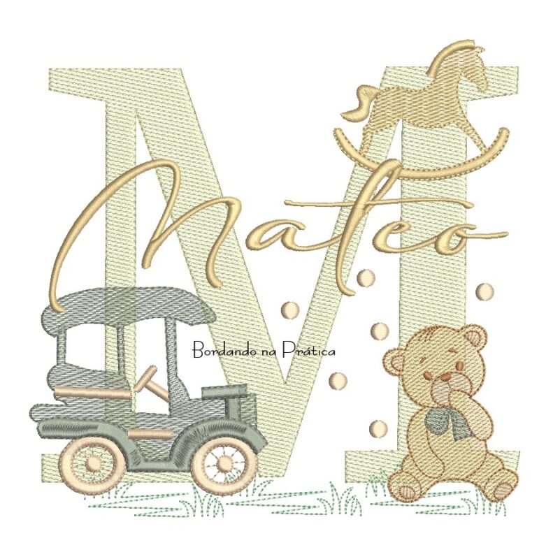 Matriz de Bordado Nome Mateo Brinquedos de Infância