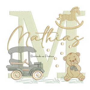 Matriz de Bordado Nome Mathias Brinquedos de Infância