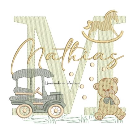Matriz de Bordado Nome Mathias Brinquedos de Infância