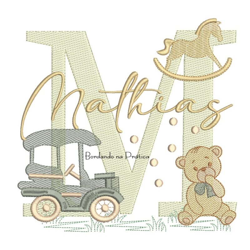 Matriz de Bordado Nome Mathias Brinquedos de Infância