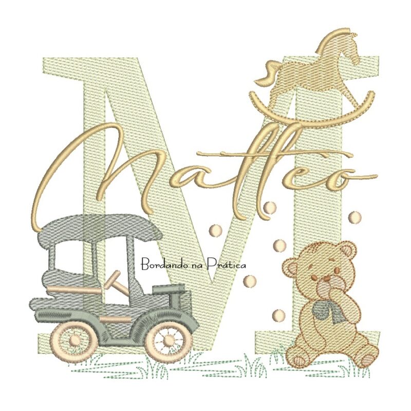 Matriz de Bordado Nome Matteo Brinquedos de Infância