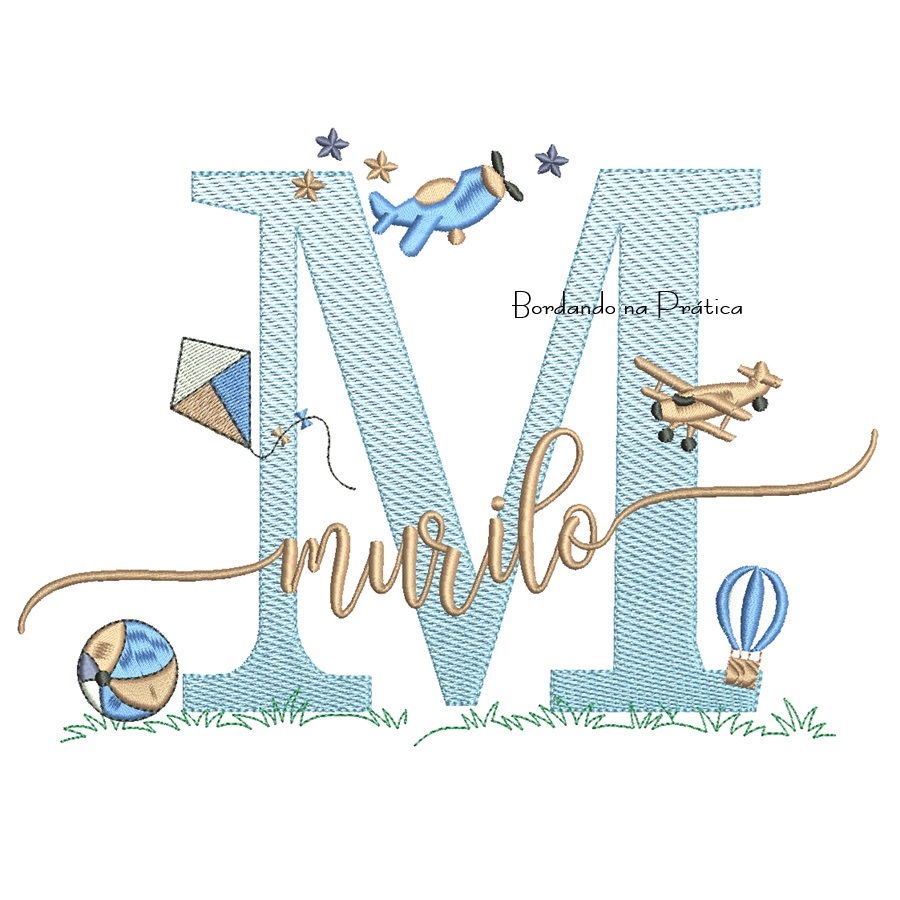 Matriz de Bordado Nome Murilo com Brinquedos Matriz de Bordado Nome Murilo com Brinquedos