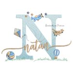 Matriz de Bordado Nome Natan com Brinquedos