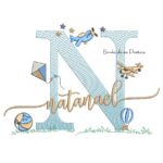 Matriz de Bordado Nome Natanael com Brinquedos