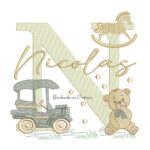 Matriz de Bordado Nome Nicolas Brinquedos de Infância