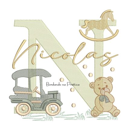 Matriz de Bordado Nome Nicolas Brinquedos de Infância