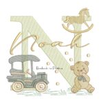 Matriz de Bordado Nome Noah Brinquedos de Infância